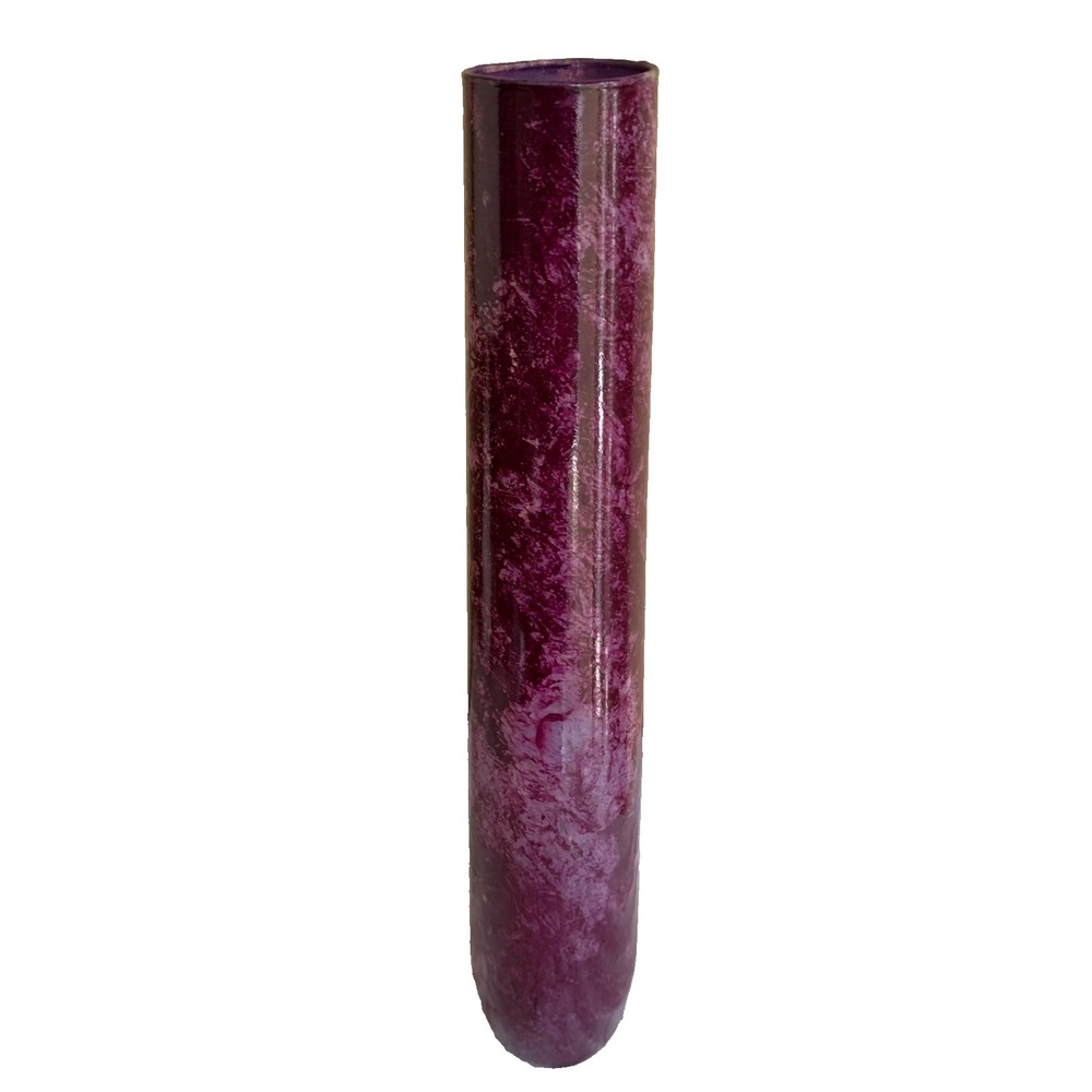 Burgundy Glass Tall Painted Vase 12 inch tall‎ in good condition